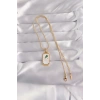 BFS 316L Çelik Gold Renk Beyaz Mineli Tarot Kolye