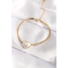 BFS 316L Çelik Gold Renk Bombeli Kalp Kadın Bileklik