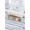 BFS 316L Çelik Gold Renk Çoklu Figür Model Kadın Küpe Seti
