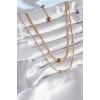 BFS 316L Çelik Gold Renk İtalyan Zincir Model Topçuk Detay Kadın Kolye