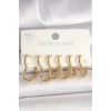 BFS 316L Çelik Gold Renk Kalp Model Kadın Küpe Seti