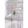 BFS 316L Çelik Gold Renk Mavi Mineli El Figür Tarot Kolye