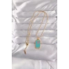 BFS 316L Çelik Gold Renk Mavi Mineli Tarot Kolye
