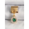 BFS 316L Çelik Gold Renk Sallantı Yeşil Zirkon Taşlı Nomination Charm