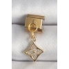BFS 316L Çelik Gold Renk Sallantı Zirkon Taşlı Çiçek İşlemeli Nomination Charm