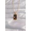 BFS 316L Çelik Gold Renk Siyah Mineli Yıldız Figür Tarot Kolye