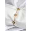 BFS 316L Çelik Gold Renk Siyah ve Zirkon Taşlı Baby Boy Yonca Kadın Bileklik
