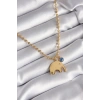 BFS 316L Çelik Gold Renk Top Zincir Model Fil Figür Nazar Boncuk Detay Kadın Kolye