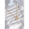 BFS 316L Çelik Gold Renk Top Zincir Model Fil Figür Nazar Boncuk Detay Kadın Kolye