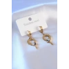 BFS 316L Çelik Gold Renk Yılan Model Zirkon Taşlı Kadın Küpe