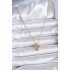 BFS 316L Çelik Gold Renk Zincir Pembe Kristal Kalp Model Zirkon Taş Detay Kadın Kolye