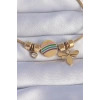 BFS 316L Çelik Gold Renk Zirkon Taşlı Gökkuşağı Tasarımlı Yusufçuk Bileklik