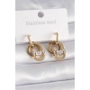 BFS 316L Çelik Gold Renk Zirkon Taşlı Halka Model Kadın Küpe