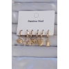 BFS 316L Çelik Gold Renk Zirkon Taşlı Hayvan Figürlü Deniz Yıldızı Model Halka Küpe Seti