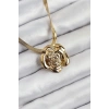 BFS 316L Çelik Gül Figürlü İtalyan Zincir Model Gold Renk Kadın Kolye
