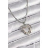 BFS 316L Çelik Gümüş Renk İtalyan Zincir Mix Renk Zirkon Taş Detay Kalp Model Kadın Kolye