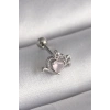 BFS 316L Çelik Gümüş Renk Pembe Mineli Kalp Zirkon Taş Detay Tragus Piercing