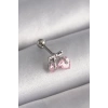 BFS 316L Çelik Gümüş Renk Pembe Zirkon Taşlı Kalp Tragus Piercing