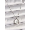 BFS 316L Çelik Gümüş Renk Zincir Beyaz Mineli Gün Batımı Model Kadın Kolye