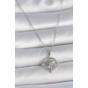 BFS 316L Çelik Gümüş Renk Zincir Zirkon Taşlı Pusula Model Kadın Kolye