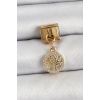 BFS 316L Çelik Sallantılı Zirkon Taşlı Hayat Ağacı Model Gold Renk Nomination Charm