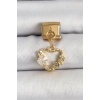 BFS 316L Çelik Sallantılı Zirkon Taşlı Kalp Model Gold Renk Nomination Charm