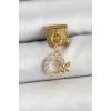 BFS 316L Çelik Sallantılı Zirkon Taşlı Kelebek Detaylı Halka Model Gold Renk Nomination Charm