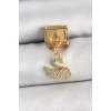 BFS 316L Çelik Sallantılı Zirkon Taşlı KuğuModel Gold Renk Nomination Charm
