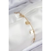 BFS 316L Çelik Sıralı Yonca Model Gold Renk Kadın Bileklik