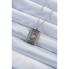 BFS 316L Çelik Zincir Eskitme Gümüş Renk Pembe Mineli Kalp Figürlü Tarot Kolye