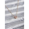 BFS 316L Çelik Zincir Gold Renk Pembe Zirkon Taşlı Charm Kadın Kolye