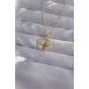BFS 316L Çelik Zincir Gold Renk Zirkon Taşlı Yıldız Figürlü Oval Kolye