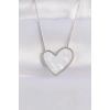 BFS 316L Çelik Zincir Gümüş Renk Mermer Desenli Kalp Kolye