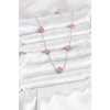 BFS 316L Çelik Zincir Gümüş Renk Pembe Baby Boy Yonca Kadın Kolye