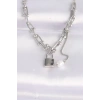 BFS 316L Çelik Zincir Gümüş Renk Zincirli Love Yazılı Kilit Kolye