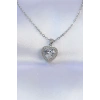 BFS 316L Çelik Zincir Gümüş Renk Zirkon Taşlı Charm Kalp Kolye