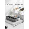 BFS 5 Bölmeli Dolap ve Çekmece İçi 2’li Set Organizer Kutusu (Gri & Beyaz)
