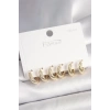 BFS 925 Ayar Gümüş Çivi Pirinç Gold Renk İşlemeli Halka Model Kadın Küpe Seti