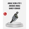 BFS Araç Şarj Cihazı 4 Portlu 66W Hızlı Şarjlı LED Işıklı ve 180° Dönebilir
