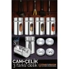 BFS  Cam+Çelik Tuzluk Biberlik Karabiberlik 3 Farklı Delikli 5 li SET
