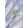 BFS Gold Renk Zirkon Taşlı Kalp Model Pirinç Charm Kadın Yüzük