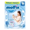BFS   Molfix Bebek Bezi Fırsat Paketi 3 Beden 4-9 Kg 68 Adet