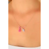 BFS Nazar Boncuklu Pembe Renk Taşlı Rose Bayan Kolye