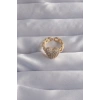 BFS Pirinç Ayarlamalı Gold Renk Zirkon Taşlı Bombeli Kalp Yüzük