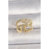 BFS Pirinç Gold Renk 2Li Zincir Zirkon Taşlı Yıldız Figür Kadın Yüzük