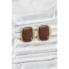 BFS Pirinç Gold Renk Kahverengi Plaka Vintage Kadın Küpe