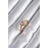 BFS Pirinç Gold Renk Pembe Zirkon Taş Kalp Charm Model Kadın Yüzük