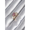 BFS Pirinç Gold Renk Pembe Zirkon Taş Kalp Charm Model Kadın Yüzük