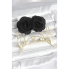 BFS Pirinç Gold Renk Siyah Gül Model Kadın Küpe