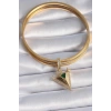 BFS Pirinç Gold Renk Zirkon Taşlı 3D Üçgen Model Ajda Charm